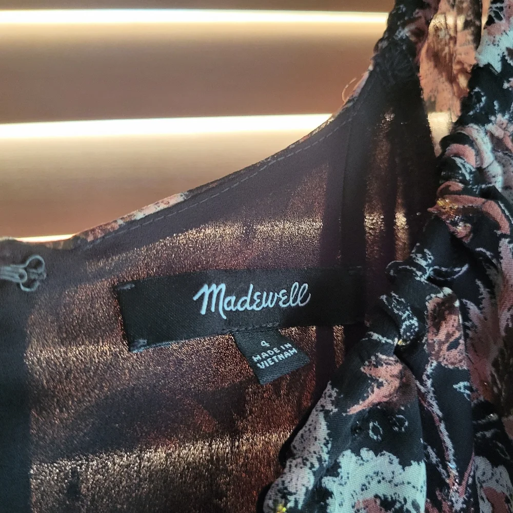 Madewell Black and Pink Bishop Sleeve Sundress - Picture 5 of 6